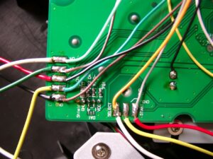 neogeo_mod_006 zomed view, the pins for direction and select,start are marked on the mainboard